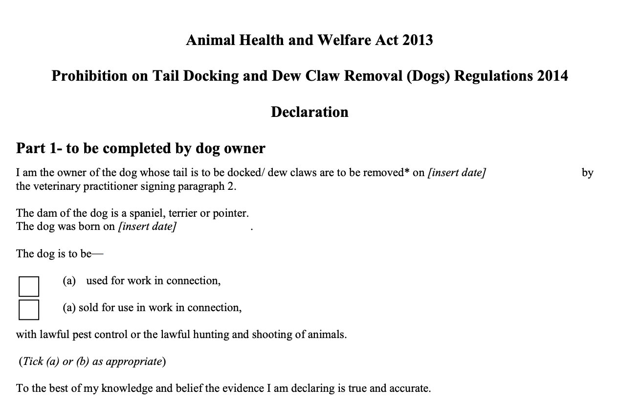 Tail Docking of Dogs Dogs.ie Help